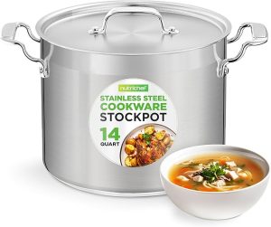 14 Quart Stock Pot with Lid Stainless Steel